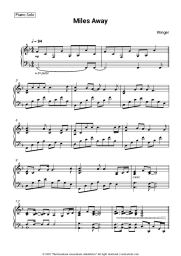 Sheet music, chords Winger - Miles Away