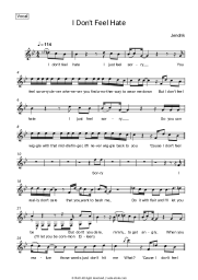 Sheet music, chords Jendrik - I Don't Feel Hate