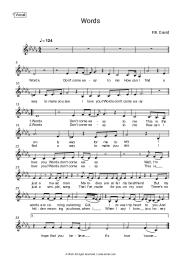 Sheet music, chords F. R. David - Words