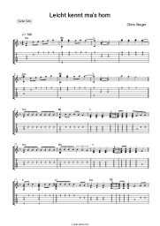 Sheet music, chords Chris Steger - Leicht kennt ma's hom