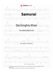 Sheet music, chords Dschinghis Khan - Samurai