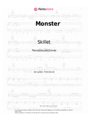 Sheet music, chords Skillet - Monster