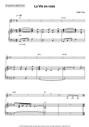 Sheet music, chords Edith Piaf - La Vie en rose