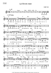 Sheet music, chords Edith Piaf - La Vie en rose