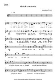 Sheet music, chords Heinz Rudolf Kunze - Ich habs versucht