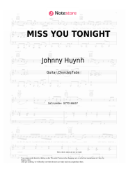 Sheet music, chords Johnny Huynh - MISS YOU TONIGHT