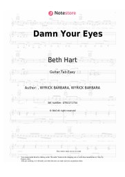 Sheet music, chords Beth Hart, Joe Bonamassa - Damn Your Eyes