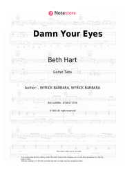 Sheet music, chords Beth Hart, Joe Bonamassa - Damn Your Eyes