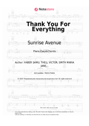 Sheet music, chords Sunrise Avenue - Thank You For Everything
