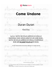 Sheet music, chords Duran Duran - Come Undone