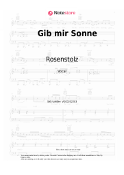 Sheet music, chords Rosenstolz - Gib mir Sonne