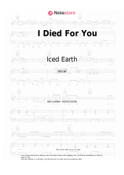 Sheet music, chords Iced Earth - I Died For You