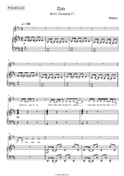 Sheet music, chords Shakira - Zoo (From 'Zootopia 2')