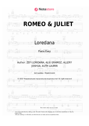 Sheet music, chords Loredana, Mozzik - ROMEO & JULIET