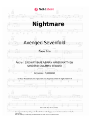 Sheet music, chords Avenged Sevenfold - Nightmare