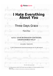 Sheet music, chords Three Days Grace - I Hate Everything About You