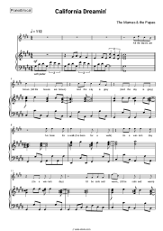 Sheet music, chords The Mamas & the Papas - California Dreamin'
