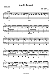 Sheet music, chords New Order - Age Of Consent