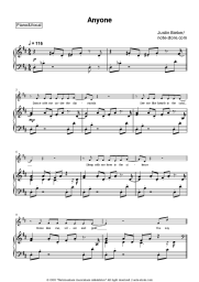 Sheet music, chords Justin Bieber - Anyone