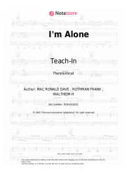 Sheet music, chords Teach-In - I'm Alone