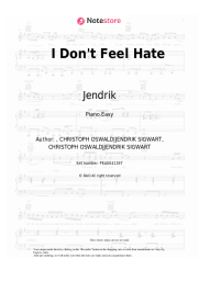 Sheet music, chords Jendrik - I Don't Feel Hate