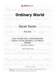 Sheet music, chords Duran Duran - Ordinary World