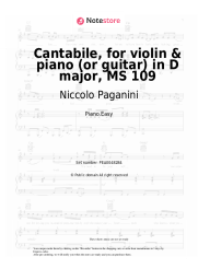 Sheet music, chords Niccolo Paganini - Cantabile, for violin & piano (or guitar) in D major, MS 109