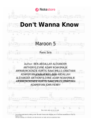 Sheet music, chords Maroon 5, Kendrick Lamar - Don't Wanna Know