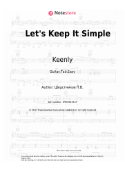 Sheet music, chords Keenly - Let's Keep It Simple