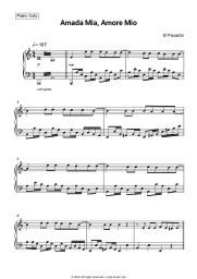 Sheet music, chords El Pasador - Amada Mia, Amore Mio